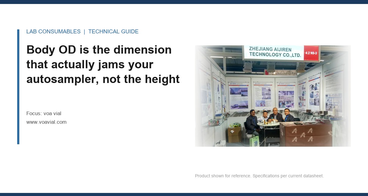 Body OD is the dimension that actually jams your autosampler, not the height